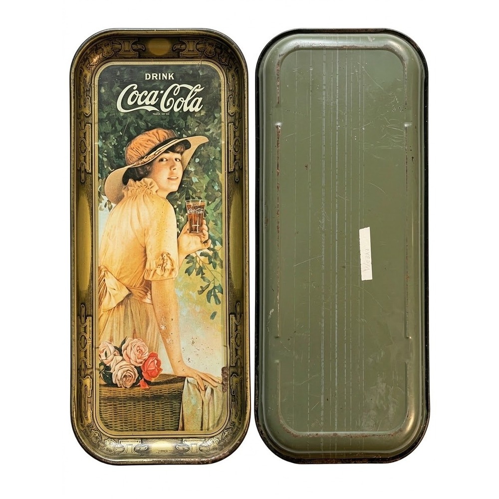 Vintage 1972 Coca-Cola Elaine Metal Serving Tray 1916 Reproduction 8.5x19